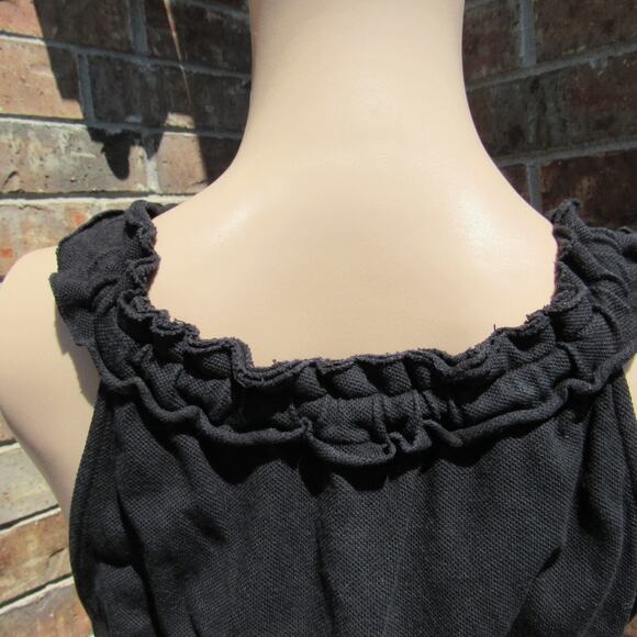 MICHAEL Michael Kors Black Pique Sleeveless Ruffle Tie Neck Split Hem Tank Top M - Picture 12 of 15
